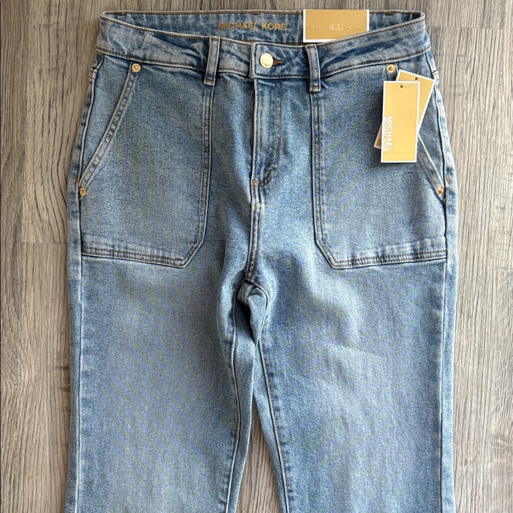 Michael Kors Selma Patch Pocket Cropped Flare Jeans Size 8 NWT - Picture 2 of 8